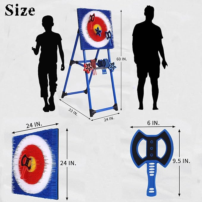 Axe Throwing Bristle Target with 8 Throwing Axes Set,Axe Throwing Game for Backyard, Indoor