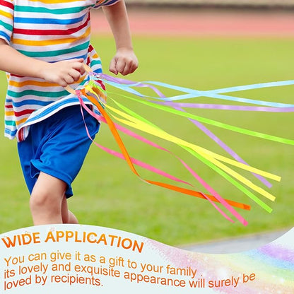 Junkin Ribbon Rings Hand Kite Waldorf Toys Dancing Wrist Ribbons Rainbow Streamers with Wood Ring