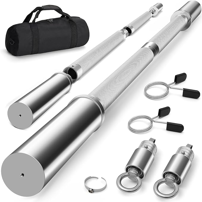 DASKING 4ft/4.9ft Barbell, 2-Inch Olympic Detachable Bar, Portable Strength Training Bar for