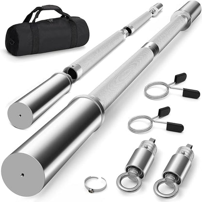 DASKING 4ft/4.9ft Barbell, 2-Inch Olympic Detachable Bar, Portable Strength Training Bar for