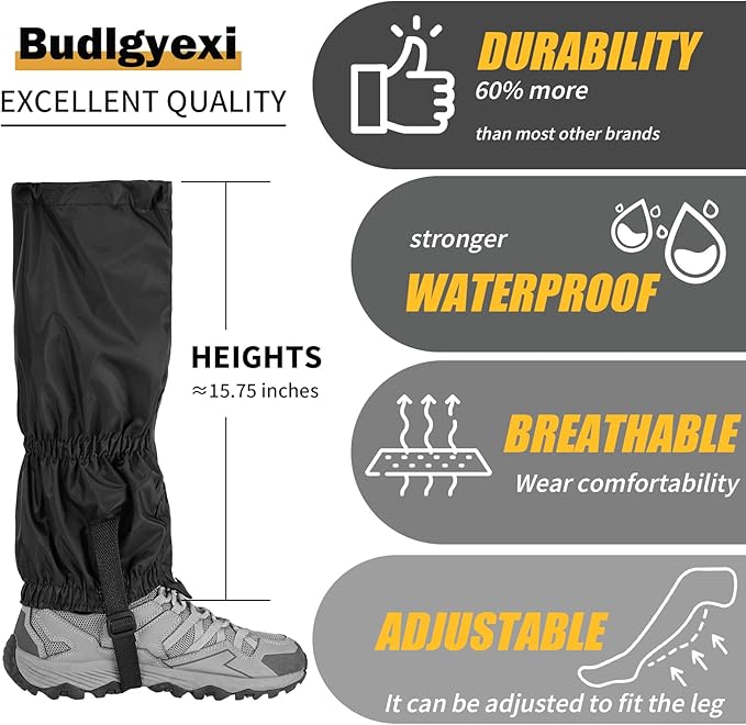 2PCS Gators for Hiking Boots-Gaiters for Hiking, Waterproof, Sandproof and Anti-Mosquito Bites for