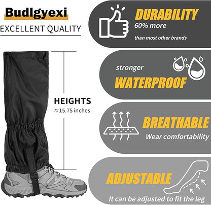 2PCS Gators for Hiking Boots-Gaiters for Hiking, Waterproof, Sandproof and Anti-Mosquito Bites for