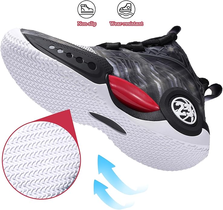 JMFCHI Kids Basketball Shoes High-top Sports Shoes Sneakers Durable Lace-up Non-Slip Running Shoes