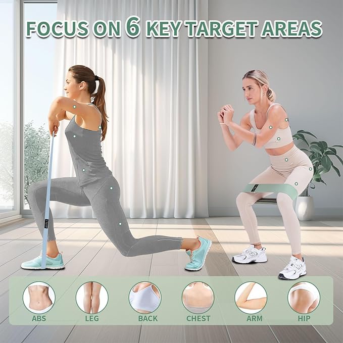 9 PCS Fabric Resistance Bands Set for Working Out, Non-Slip Exercise Booty Bands for Women & Men