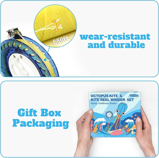 Octopus Kites for Kids & Adults Easy to Fly, 24”x 158” Large Soft Kite Kit for Boys and Girls