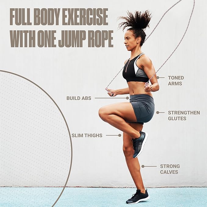 Sportbit Elite Beaded Jump Rope - Adjustable Speed Rope for Fitness, CrossFit, Boxing