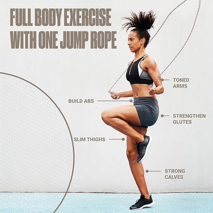 Sportbit Elite Beaded Jump Rope - Adjustable Speed Rope for Fitness, CrossFit, Boxing