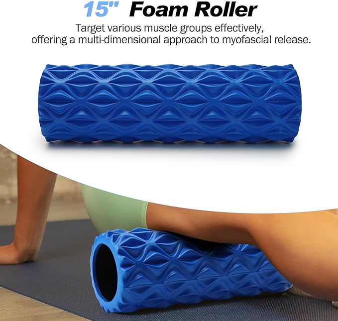 5 in 1 Foam Roller Set Trigger Point Foam Roller, Massage Roller Stick, Massage Ball, Stretching