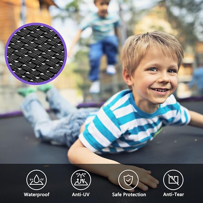 SKOK Trampoline 8FT 10FT 12FT 14FT 15FT Trampolines with Enclosure Net, 400LBS Outdoor Trampolines