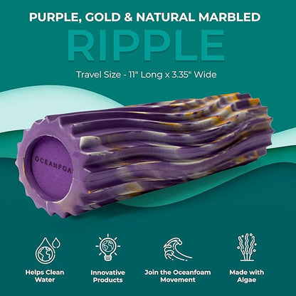 Oceanfoam Ripple Travel Foam Roller (11" x 3.35") Firm Mini Foam Roller for Physical Therapy, Deep