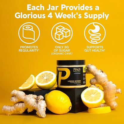 Pinch Magic Sugar Free Fiber Powder ??Light Lemon Ginger Psyllium Husk with Bromelain & Vitamins C