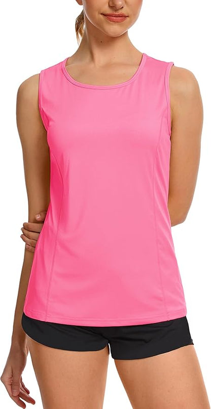 TACVASEN Women's UPF 80+ Workout Tank Top Sleeveless Quick Dry Sun Protection Hiking Athletic Gym