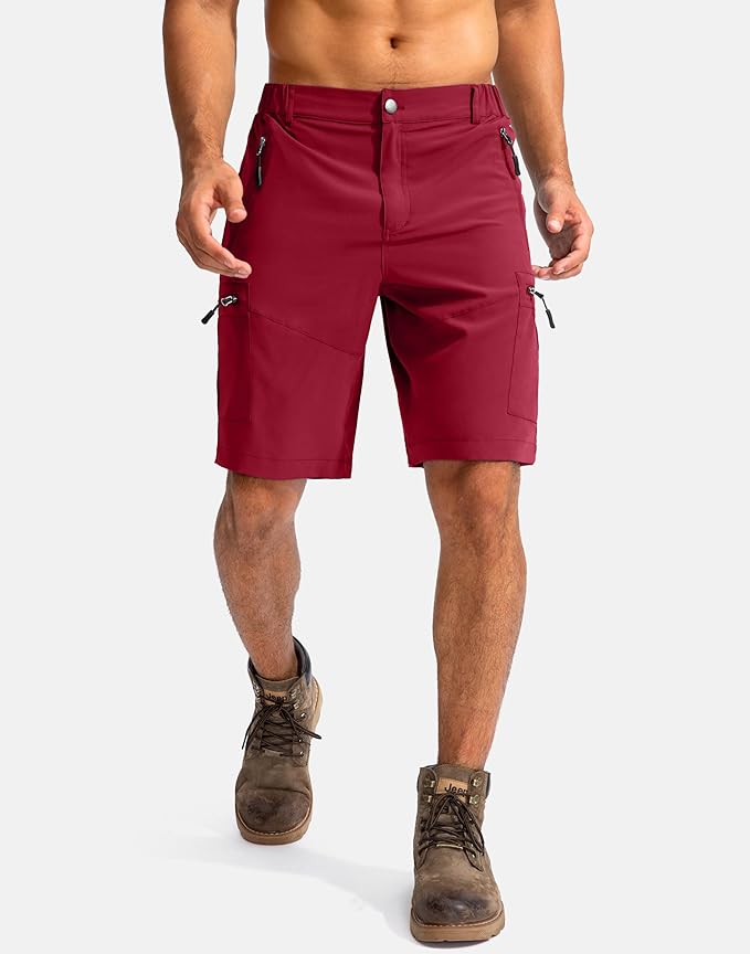 Pudolla Men's Hiking Cargo Shorts 9" Lightweight Outdoor Work Shorts for Men Travel Golf Camping