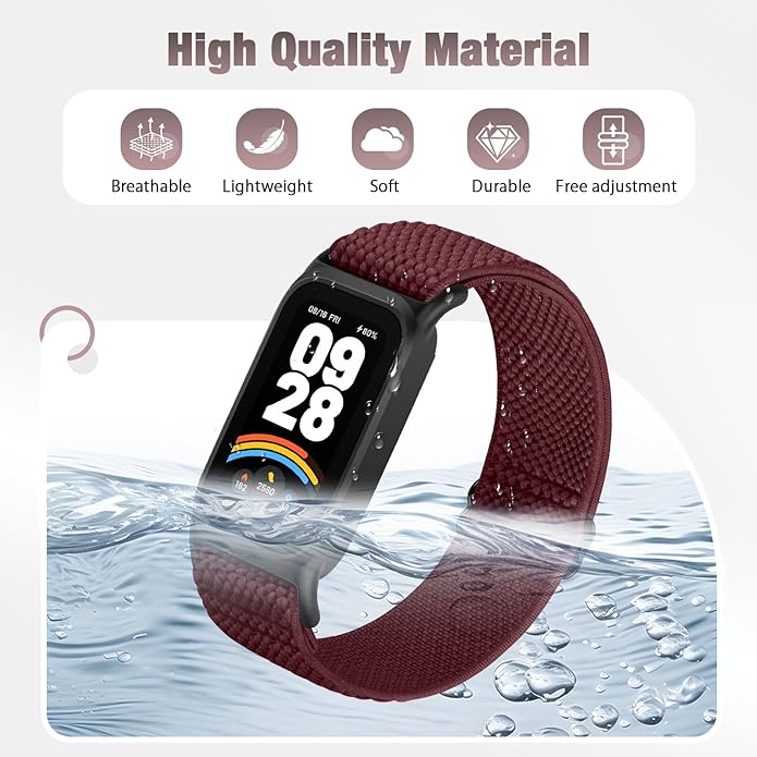 2 Pack Elastic Bands Compatible with Xiaomi Smart Band 9 Active Women Men, Soft Nylon Replacement