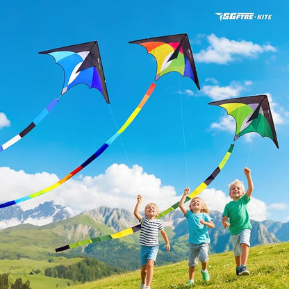 3-Piece Set Delta Kite for Easy to Fly Large Kite for Kids and Adults - Perfect Family Outdoor Toy