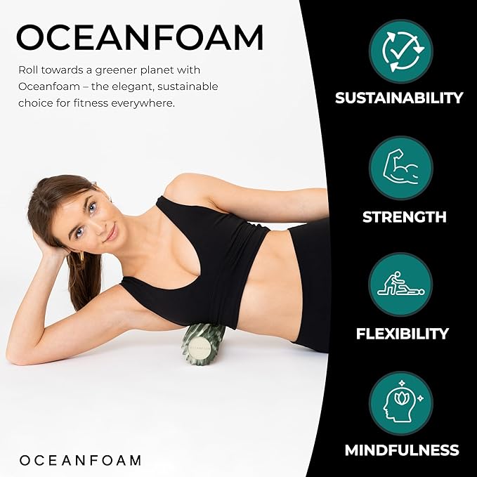 Oceanfoam Ripple Travel Foam Roller (11" x 3.35") Firm Mini Foam Roller for Physical Therapy, Deep
