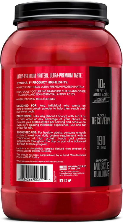 BSN SYNTHA-6 Whey Protein Powder with Micellar Casein, Milk Isolate, Chocolate Milkshake, 28