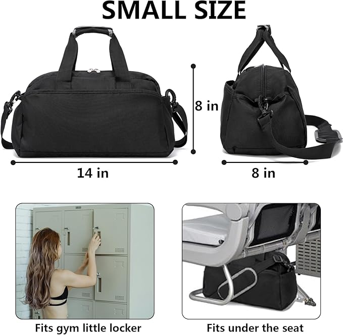 14 inch Small Gym Bag for Women & Men, Mini Duffel Bag for Travel Sports Lightweight Carry On Bag