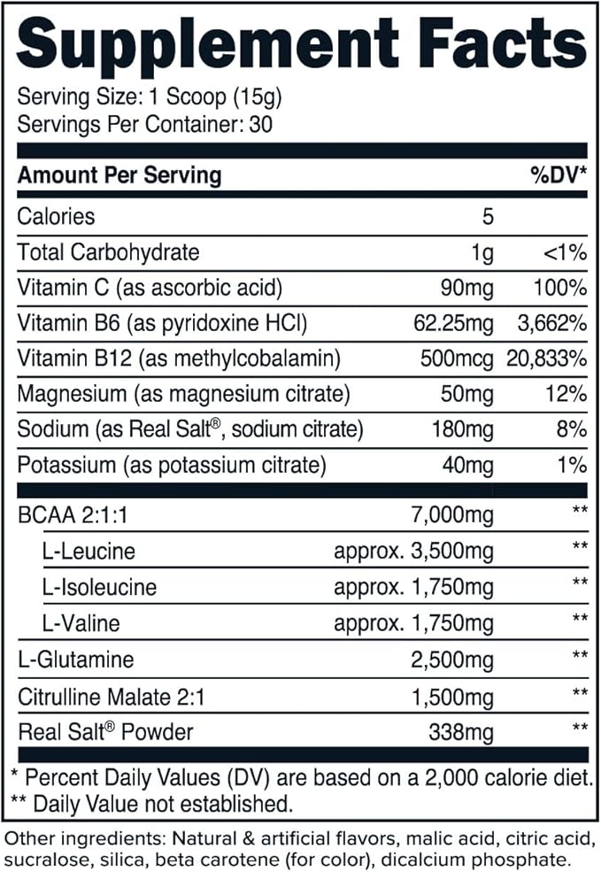 Primaforce BCAA Powder (Pineapple Mango) (30 Servings) - 7000MG 2:1:1 BCAAs, Post-Workout Recovery