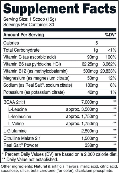 Primaforce BCAA Powder (Pineapple Mango) (30 Servings) - 7000MG 2:1:1 BCAAs, Post-Workout Recovery