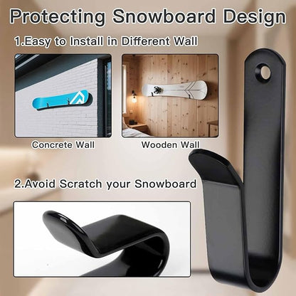 Snowboard Wall Mount & Skateboard Display Rack - Horizontal Hanger Clips for Snowboards