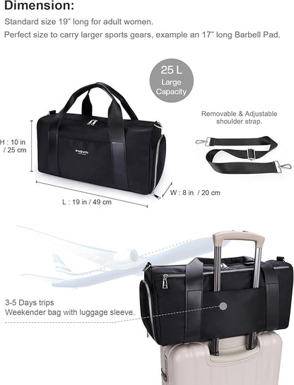 Gym Bag for Women with Shoe Compartment & Wet Pocket - Duffle Bag for Travel Sports Fitness Workout