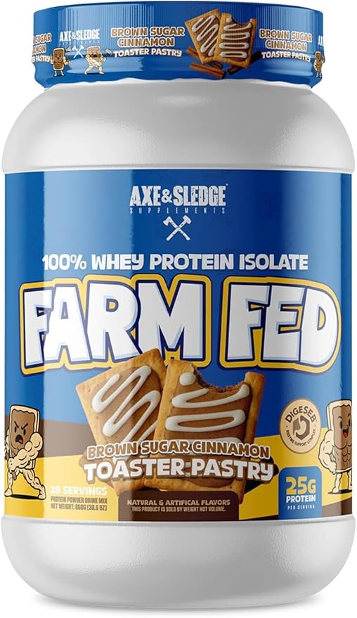Axe & Sledge Farm Fed 100% Whey Protein Isolate | 25g Protein | Low Carb, Low Sugar, Gluten Free |