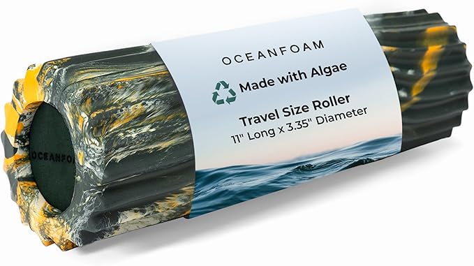Oceanfoam Ripple Travel Foam Roller (11" x 3.35") Firm Mini Foam Roller for Physical Therapy, Deep