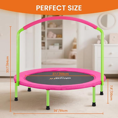 Ativafit 36inch Elastic Band Big Handle Toddler Trampoline for Kids Ages 2-6 Indoor Outdoor Mini
