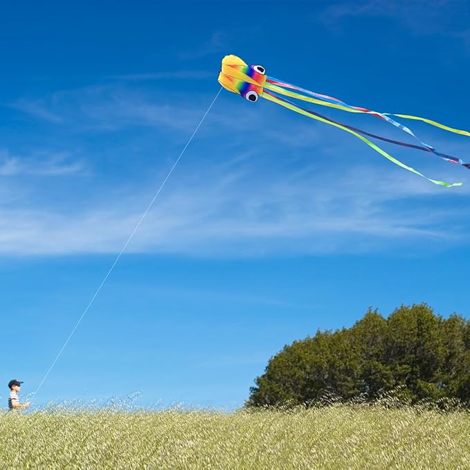 Large Octopus Kites for Kids & Adults,Big Kite for Beginners, Kites for Kids Ages 4-8,Outdoors