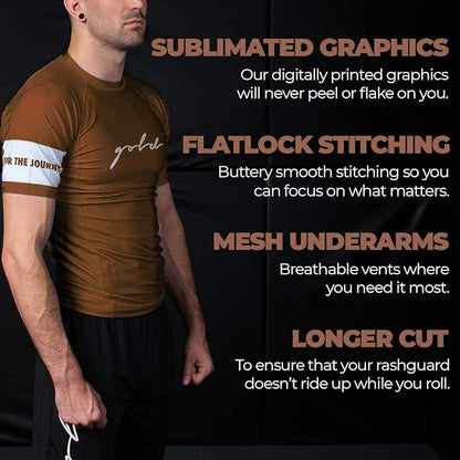 Gold BJJ Foundation Rash Guard - Ranked No-Gi and Gi Jiu Jitsu Rashguard