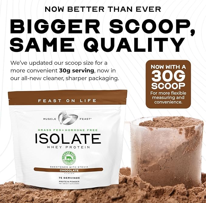 Muscle Feast Grass-Fed Whey Protein Isolate, All Natural Hormone Free Pasture Raised, Whey Isolate