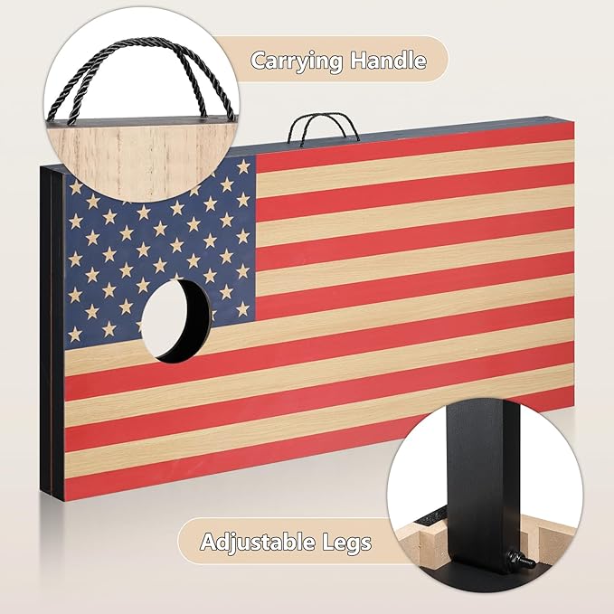 Cornhole Sets 4 x 2 ft / 3 x 2 ft with 8 Bean Bags Regulation Size, Corn Hole Games for Adults