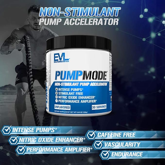 EVL PumpMode Nitric Oxide Supplement - Nitric Oxide Booster Pump Pre Workout Powder with Glycerol