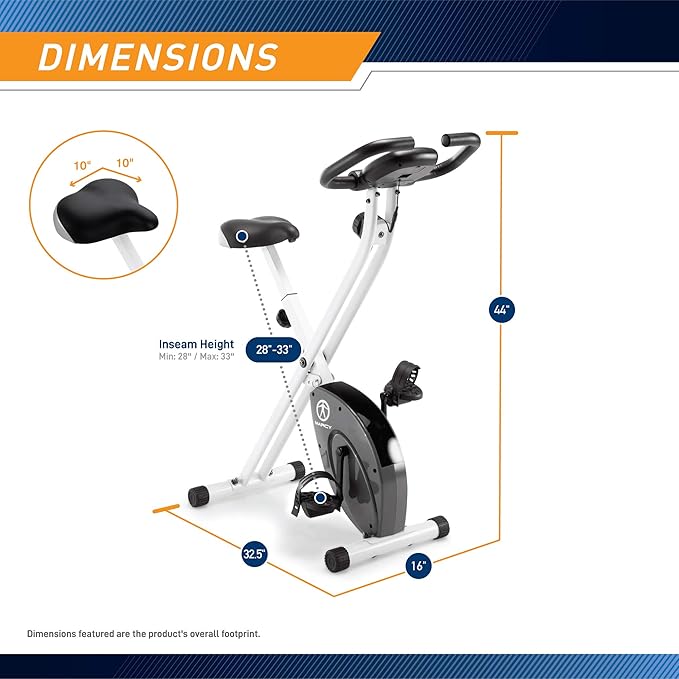 Marcy Foldable Upright Exercise Bike with Adjustable Resistance for Cardio Workout & Strength