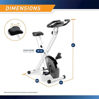 Marcy Foldable Upright Exercise Bike with Adjustable Resistance for Cardio Workout & Strength