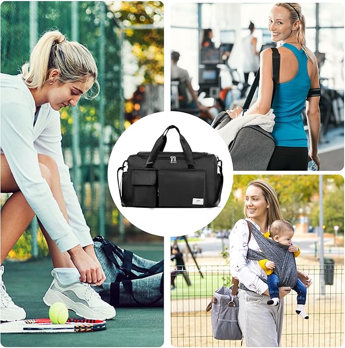 FIORETTO Women's Gym Duffle Bag with Shoes Compartment, 37L Capacity, Ideal for Travel, Gym