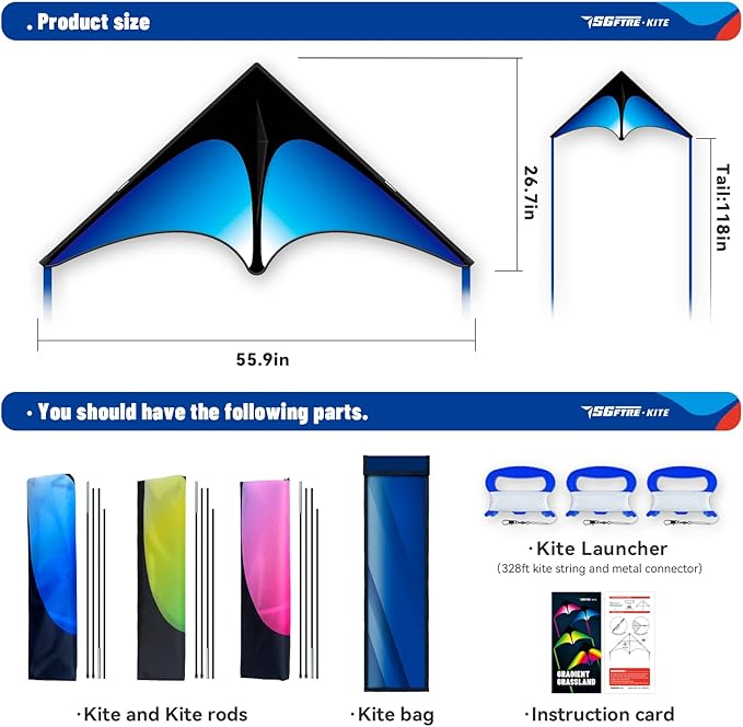 Delta Kite Three Set for Kids and Adults,Easy to Fly Adult Kites,Perfect Family Kite for Parks and