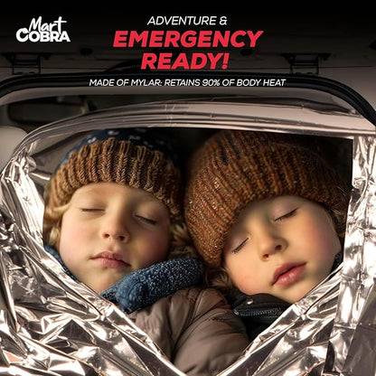 Emergency Blankets for Survival Gear and Equipment x6, Space Blanket, Mylar Blankets, Thermal