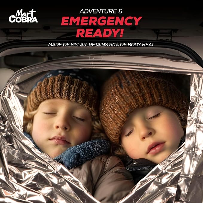 Emergency Blanket 4-Pack Space Mylar Blankets Survival Gear and Supplies Reusable Thermal Camping