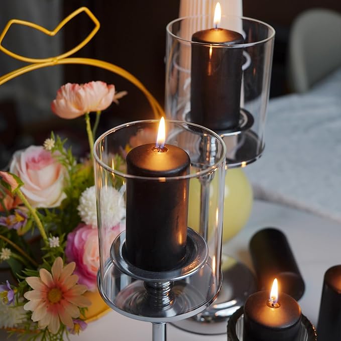 2"x4" High Black Pillar Candles, Set of 20 Unscented. Bulk Buy. Ideal for Halloween, Wedding