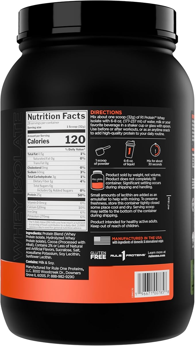 Rule 1 R1 Protein Whey Isolate - with 25g Protein & 6g BCAA Exclusively from Isolated & Hydrolyzed