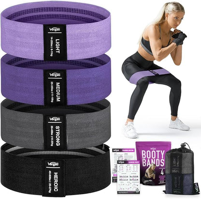Resistance Bands for Working Out with Workout Bands Guide. 4 Booty Bands for Women Men Fabric