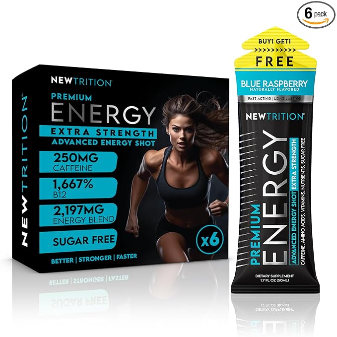 NewTrition® Extra Strength Energy Shots, 250mg Caffeine Energy Shots with Vitamin B & Amino Acids