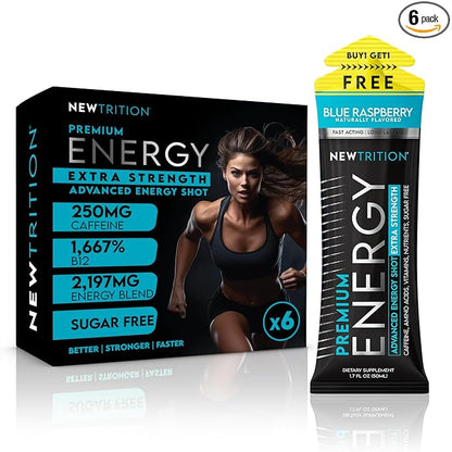 NewTrition® Extra Strength Energy Shots, 250mg Caffeine Energy Shots with Vitamin B & Amino Acids