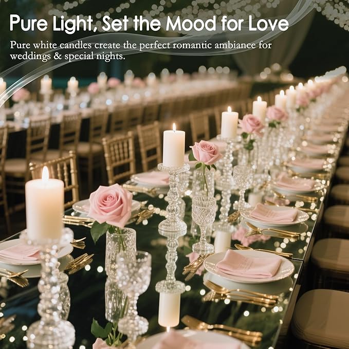 White Pillar Candles - 12 Packs Unscented Wax Pillar Candle, Long-Lasting 30 Hour Burn Time, 2x4