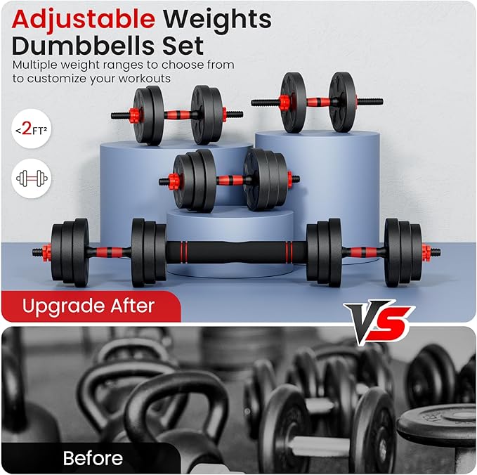 Adjustable Dumbbell Set, 20/33/45/70/90lbs Free Weight Set with Connector, 4 in1 Dumbbells Set Used