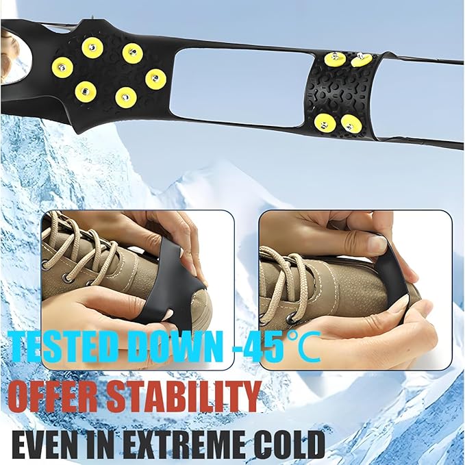 Ice Cleats for Shoes and Boots, Ice Snow Traction Cleats Grippers, Non Slip Shoe Ice Grippers,10