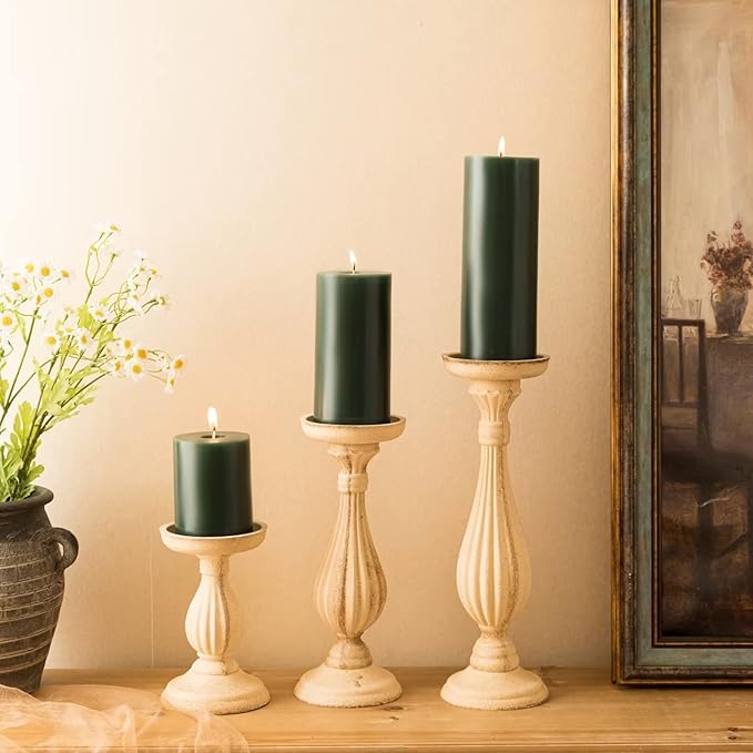 MOZEAL 3" x 6" Hand-Poured Unscented Candle,Dripless Pillar Candle Set of 3,Long Lasting