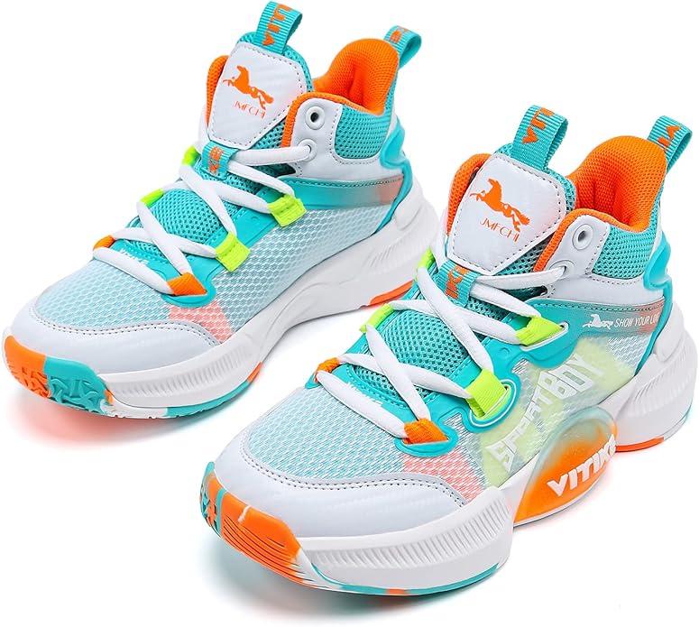 JMFCHI Kids Basketball Shoes High-top Sports Shoes Sneakers Durable Lace-up Non-Slip Running Shoes